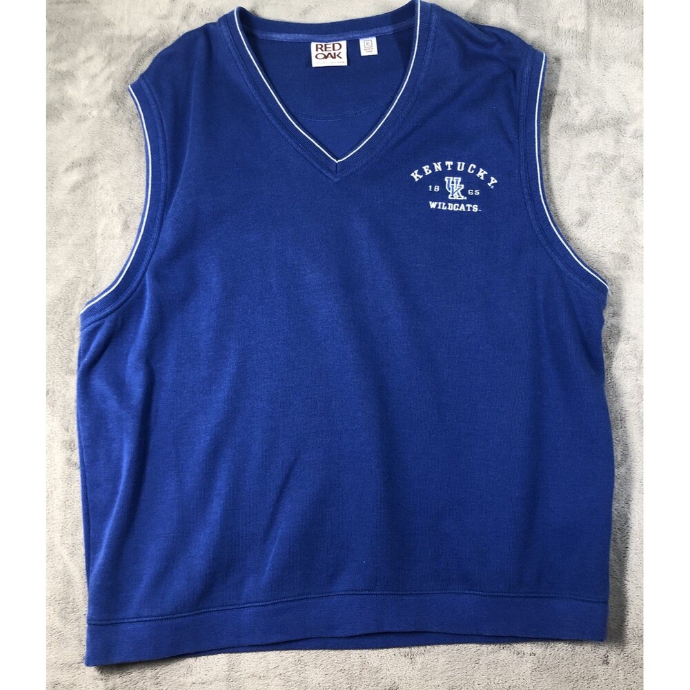 Kentucky Wildcats Sweater Vest Mens XL Blue V-neck Red Oak Sportswear UK KY